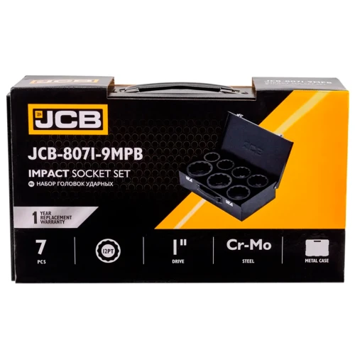 Набір головок ударних подовжених JCB Tools 1" 46–75 мм (7 од.) JCB-8071-9MPB (СТ-00178590)