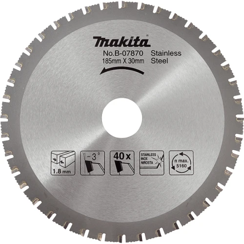 Пиляльний диск по нержавіючій сталі Makita SPECIALIZED (185 мм / 40 зубів) (B-07870)