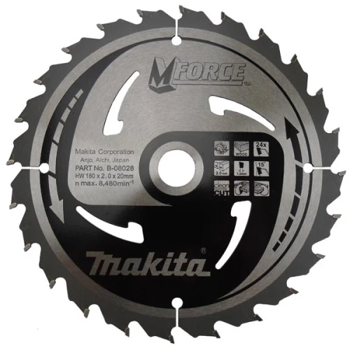 Пиляльний диск Makita MForce 180 мм 24 зуби (B-08028)