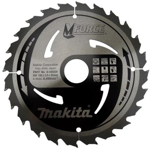 Пиляльний диск Makita MForce 180 мм 24 зуби (B-08034)