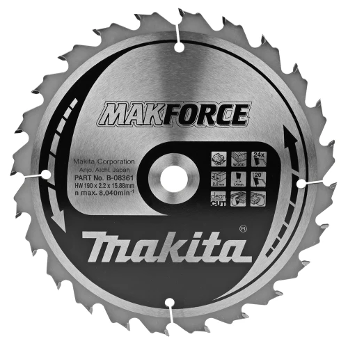 Пиляльний диск Makita по дереву MAKForce 190x15,88 мм 24Т (B-08361)  