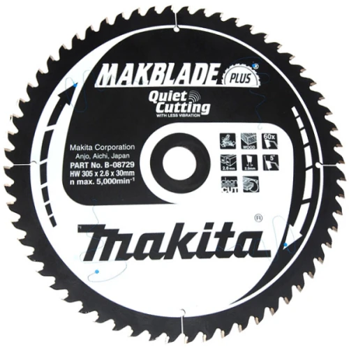 Пиляльний диск Makita по дереву MAKBlade Plus 305x30 60T (B-08729) 