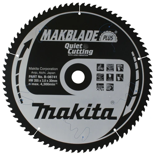 Пиляльний диск Makita по дереву MAKBlade Plus 355x30 80T (B-08741) 
