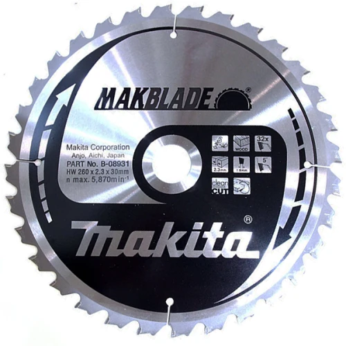 Пиляльний диск по дереву Makita MAKBlade (260 мм / 32 зуба) (B-08931)
