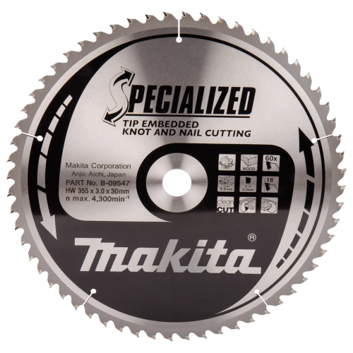 Диск пиляльний по деревині із цвяхами SPECIALIZED 355х30 мм 60Т Makita (B-09547)