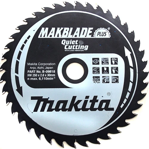 Диск пиляльний Makita по дереву MAKBlade Plus 250x30 40T (B-09818) 