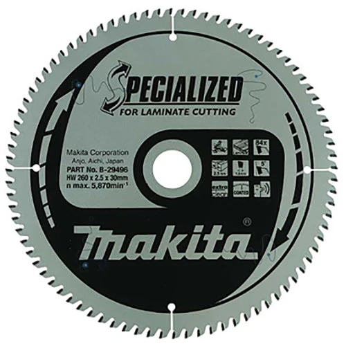 Пиляльний диск для ламінату Makita TCT (260 мм / 84 зуба) (B-29496)