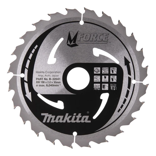 Пиляльний диск по дереву Makita MForce (190 мм / 24 зуба) (B-32041)