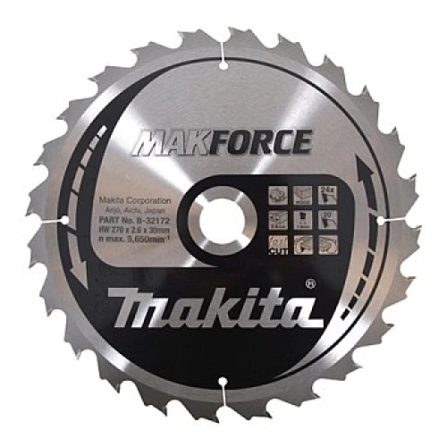 Пильный диск Makita по дереву MAKForce 270x30 мм 24Т (B-32172) 