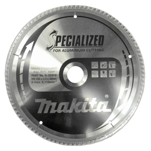 Пиляльний диск по алюмінію Makita (250 мм / 100 зубів) (B-33314)