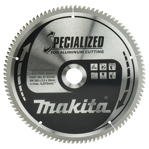 Пиляльний диск по алюмінію Makita SPECIALIZED (260 мм / 100 зубів) (B-33336)