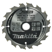 Пильный диск по дереву для аккумуляторных пил Makita SPECIALIZED (136 мм / 16 зубьев) (B-33532)