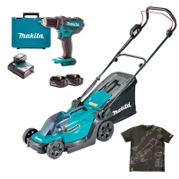 Набор аккумуляторных электроинструментов Makita DLM330Z + DDF482RFE3 + футболка XXL (АКБ и ЗУ) (SET-DLM330Z-XXL-0526)