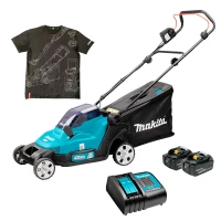 Акумуляторна газонокосарка Makita DLM432PT2 + футболка XL (АКБ і ЗП) (SET-DLM432PT2-XL-0526)