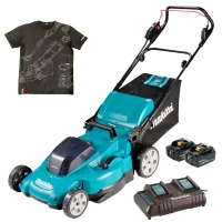Акумуляторна газонокосарка Makita DLM538CT2 + футболка розміру M (АКБ і ЗП) (SET-DLM538CT2-M-0526)