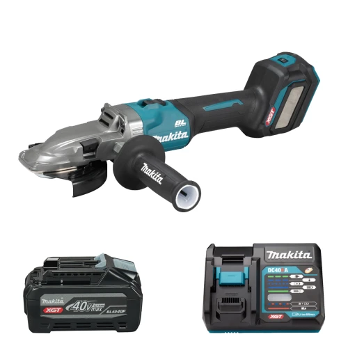 Акумуляторна кутова шліфувальна машина з плоским корпусом редуктора Makita XGT 40 V MAX GA055GZ (АКБ і ЗП) (SET-GA055GZ-PROMOXGT)