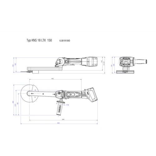 Аккумуляторная шлифовальная машина для узких мест Metabo KNS 18 LTX 150 (600191850)