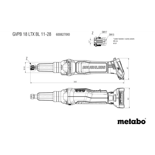 Аккумуляторная прямая шлифмашина Metabo GVPB 18 LTX BL 11-28 (600827850)