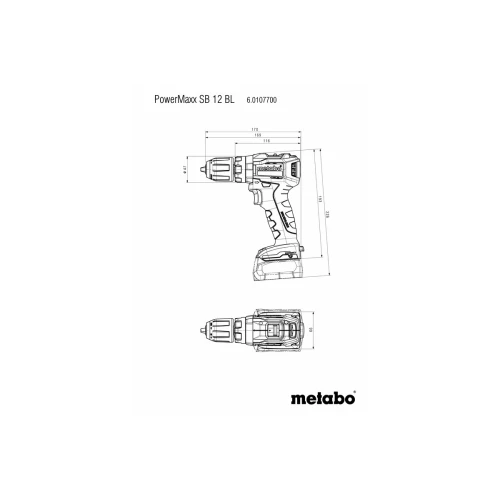 Аккумуляторная ударная дрель-шуруповерт Metabo PowerMaxx SB 12 BL (601077840)