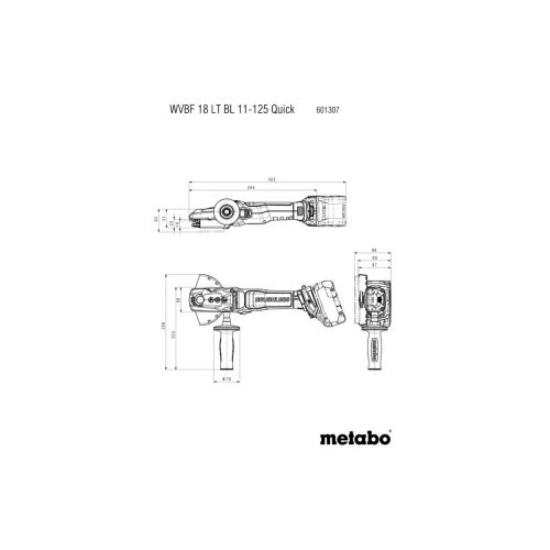 Акумуляторна кутова шліфувальна машина Metabo WVBF 18 LT BL 11-125 (без АКБ і ЗП) (601307840)