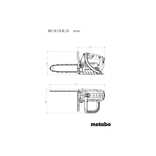 Аккумуляторная цепная пила Metabo MS 18 LTX BL 25 (АКБ и ЗУ) (601595900)