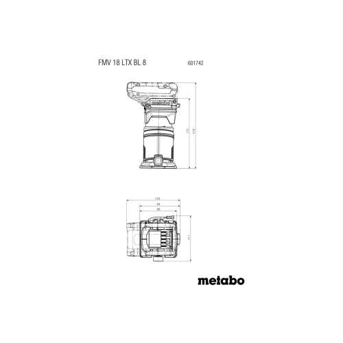 Аккумуляторный кромочный фрезер Metabo FMV 18 LTX BL 8 (без АКБ и ЗУ) (601742840)