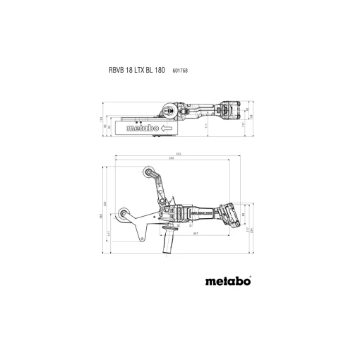 Акумуляторна стрічкова шліфувальна машина для труб Metabo RBVB 18 LTX BL 180 (601768840)