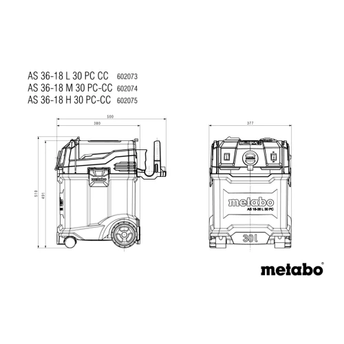 Аккумуляторный пылесос Metabo AS 36-18 H 30 PC-CC (602075850)