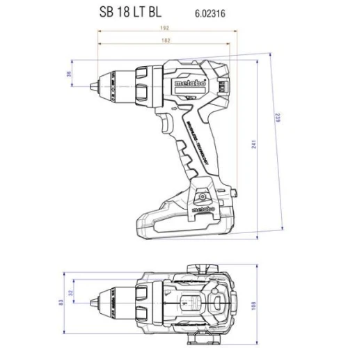 Аккумуляторная ударная дель-шуруповерт Metabo SB 18 LT B (602316500)