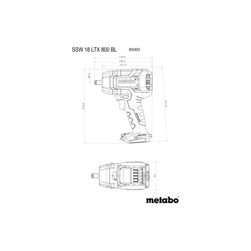 Акумуляторний ударний гайковерт Metabo SSW 18 LTX 800 BL (АКБ + ЗП) (602403660)