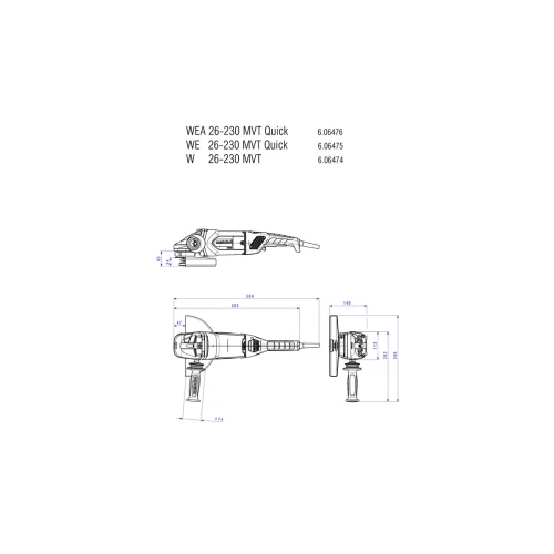 Угловая шлифовальная машина Metabo W 26-230 MVT (606474260)