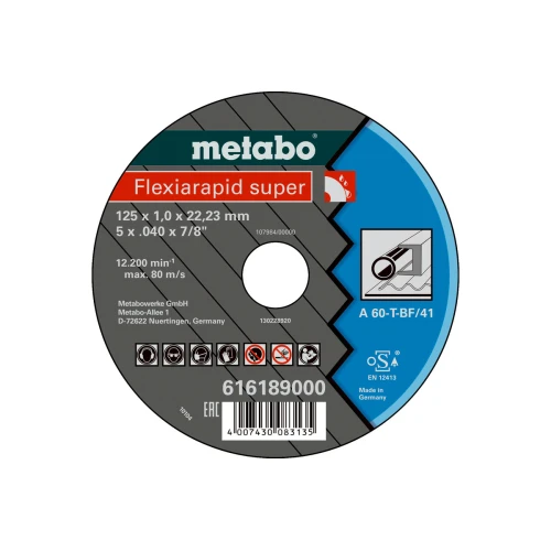 Диск відрізний Metabo 115x1,6x22,23 м, по сталі, 4, A 46-T (616191000) 