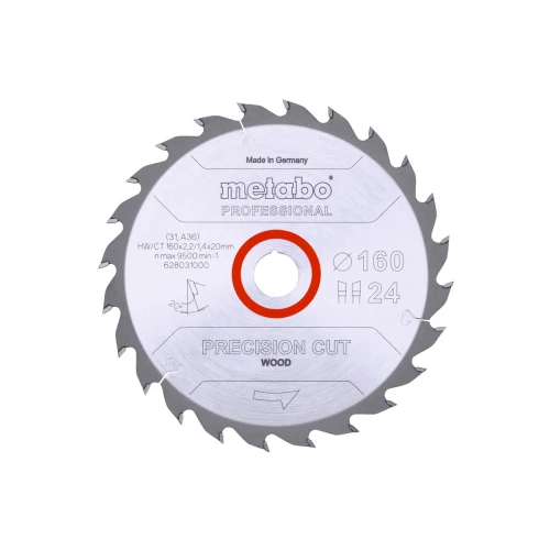 Пиляльний диск Metabo «Precision Cut Wood - Professional» Z24 WZ 20° 160x20 мм (1 шт.) (628031000)
