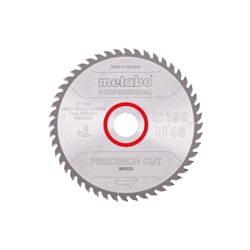 Пиляльний диск Metabo «Precision Cut Wood - Professional» Z48 WZ 15° 190x30 мм (1 шт.) (628035000)