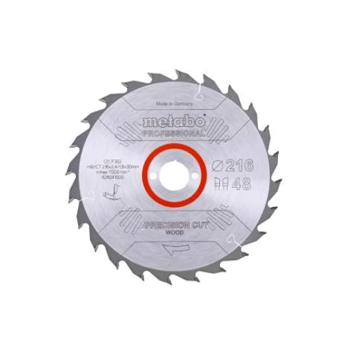 Пиляльний диск Metabo Precision Cut Wood Professional 216х30, Z48 WZ 5° NEG (628041000)