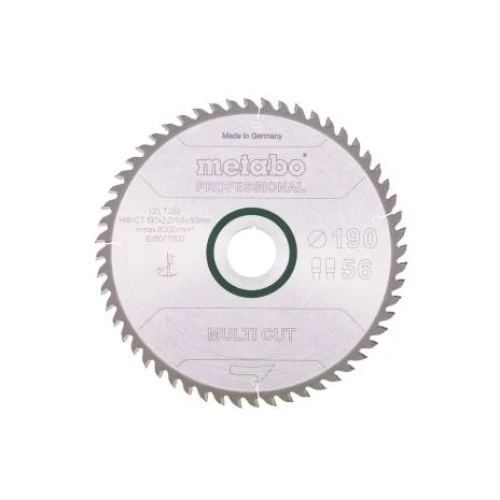 Пиляльний диск Metabo HW/CT, 190x2,2х30 мм, 56 FZ/TZ 8° (628077000)