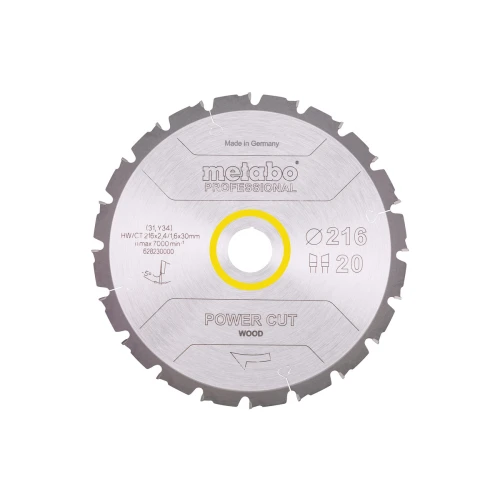 Пиляльний диск Metabo «Power Cut Wood - Professional» Z20 WZ -5° 216x30 мм (1 шт.) (628230000)