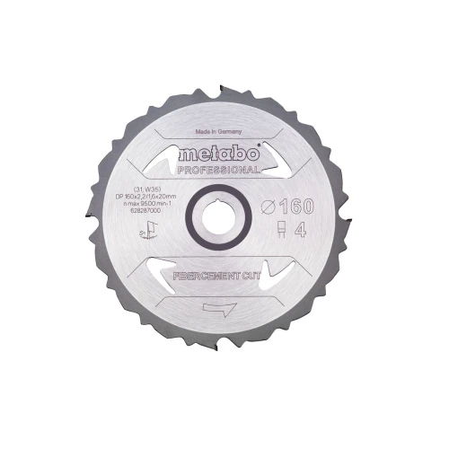 Пиляльний диск Metabo «Fibercement Cut — Professional» Z4 PCD FZ 5° 160x20 мм (1 шт.) (628287000)