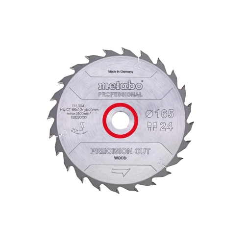 Пиляльний диск Metabo «Precision Cut Wood - Professional» Z24 WZ 20° 165x20 мм (1 шт.) (628290000)