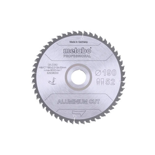 Пиляльний диск Metabo «Aluminium Cut - Professional» Z52 FZ/TZ -5° 190x30 мм (1 шт.) (628296000)