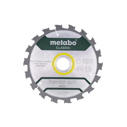 Диск пиляльний METABO «POWER CUT WOOD — CLASSIC», 190X30, Z18 WZ 5° /B (628417000)