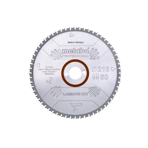 Пиляльний диск Metabo «Laminate Cut - Professional» Z60 PCD FZ/TZ 0° 216x30 мм (1 шт.) (628442000)