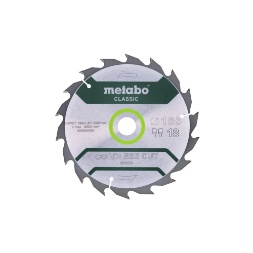 Диск пиляльний METABO «CORDLESS CUT WOOD - CLASSIC», 165X20 Z18 WZ 20° /B (628650000)