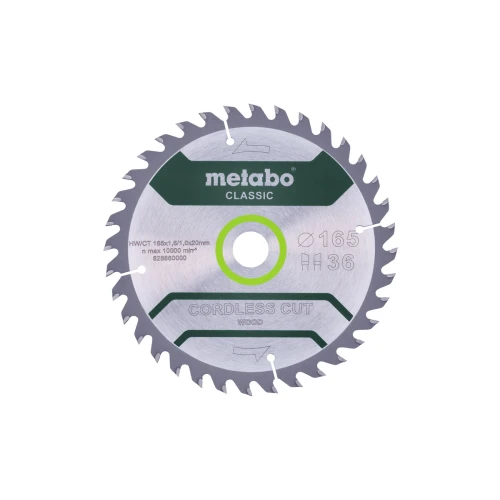 Диск пиляльний METABO «CORDLESS CUT WOOD - CLASSIC», 165X20 Z36 WZ 15° /B (628660000)