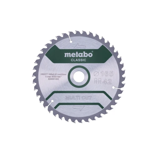 Диск пиляльний METABO «MULTI CUT - CLASSIC», 165X20 Z42 FZ/TZ 5° /B (628661000)