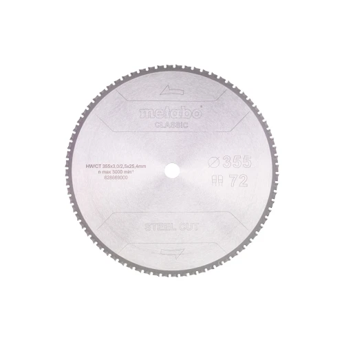 Пиляльний диск Metabo «Steel Cut — Classic» Z72 FZ/FA 4° 355x25.4 мм (1 шт.) (628669000)