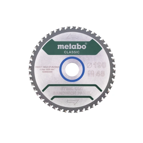 Пильный диск METABO «STEEL CUT/SANDWICH PANEL — CLASSIC», 190X30 Z48 FZ/FA 4° (628682000)
