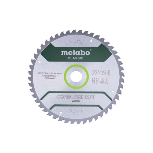 Пиляльний диск Metabo «Cordless Cut Wood - Classic» Z48 WZ 5° 254x30 мм (1 шт.) (628690000)