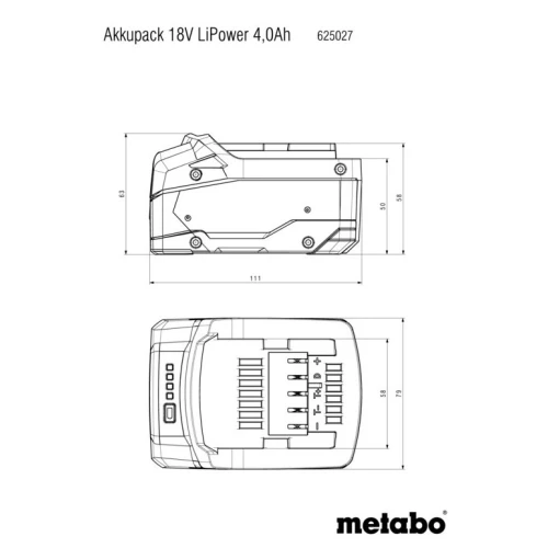 Комплект акумуляторних батарей Metabo LiHD 18 В 3х4 Аh із зарядним пристроєм у кейсі (685133000) 
