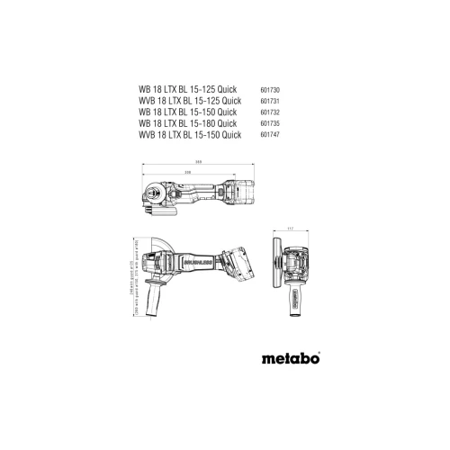 Акумуляторна кутова шліфувальна машина Metabo Set WB 18 LTX BL 15-125 Quick (без АКБ і ЗП) (691226000)